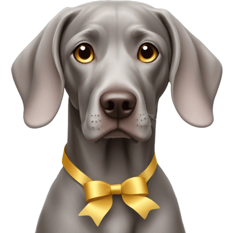 Weimaraner with ribbons on her ears emoji