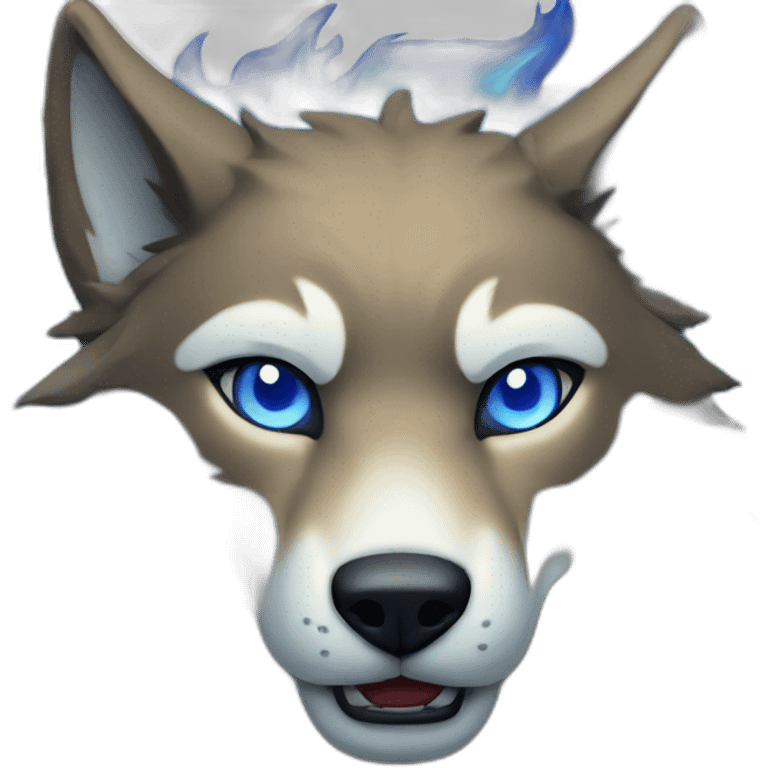 a wolf made of blue flames emoji