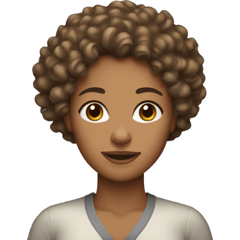 curly hair woman tan skin emoji