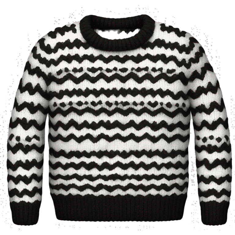 Knitted sweater black and white emoji