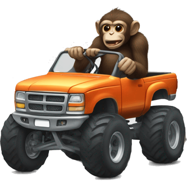 Monkey driving monster truck emoji