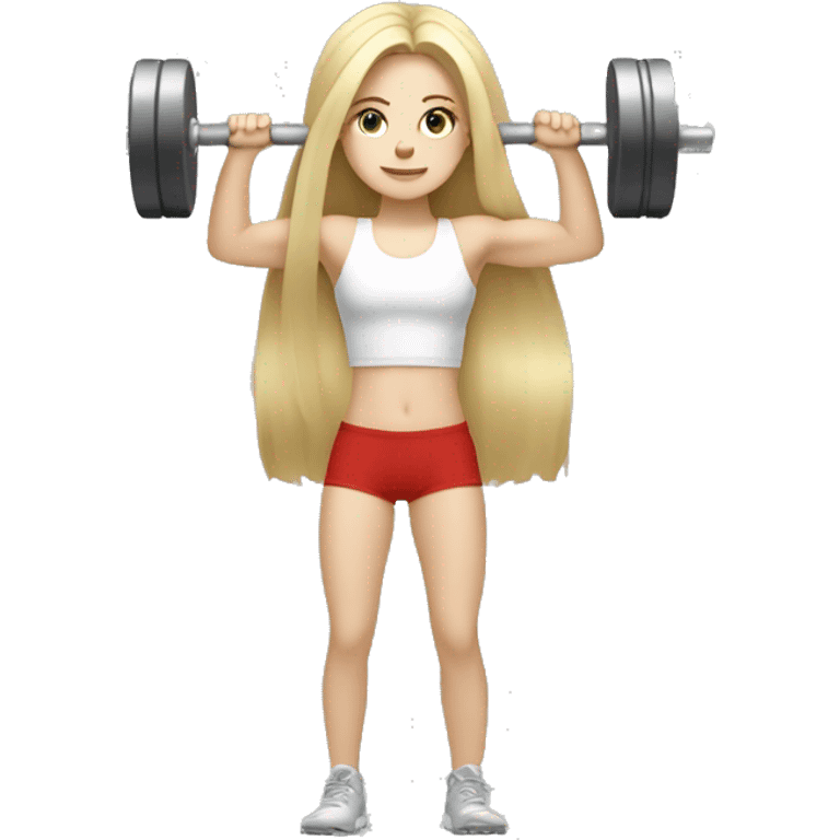 Pale girl with long blondehair lifting weights emoji