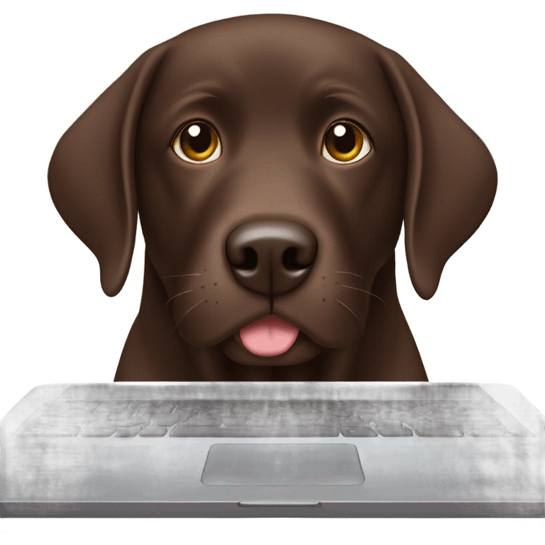 Chocolate lab at computer emoji