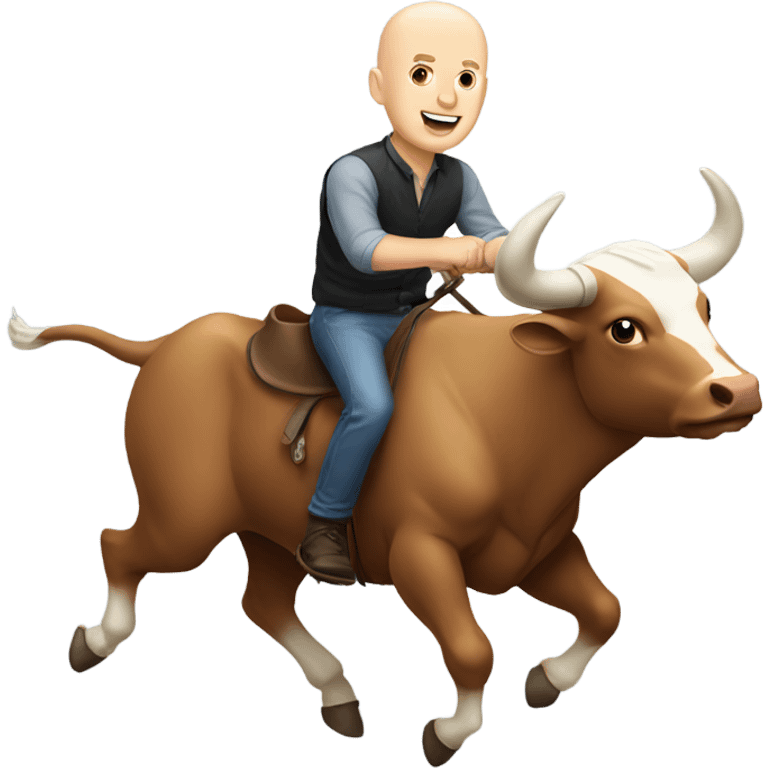 Bald white guy riding a bull emoji