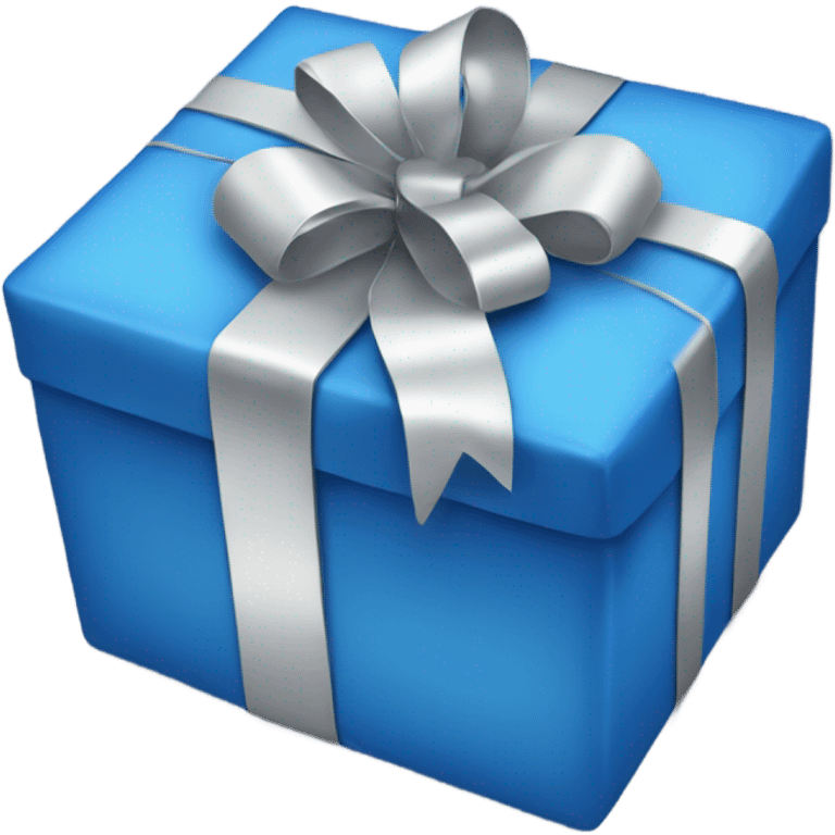 Christmas present wrapped in blue and silver emoji