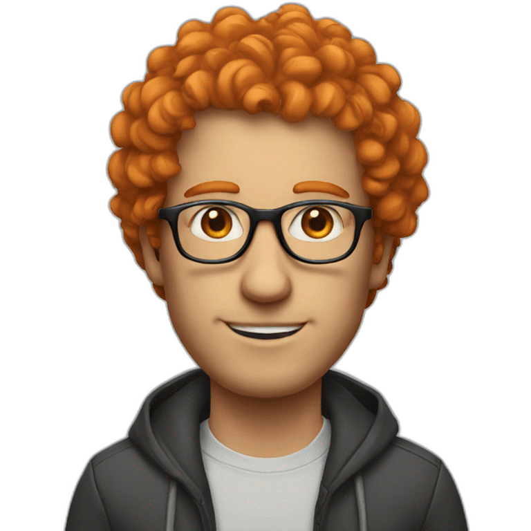 A white man with orange curly hair thin nose and glasses emoji