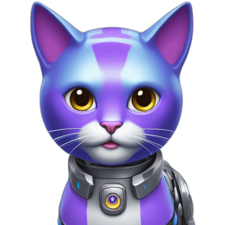 gato robot expresion azul y violeta emoji