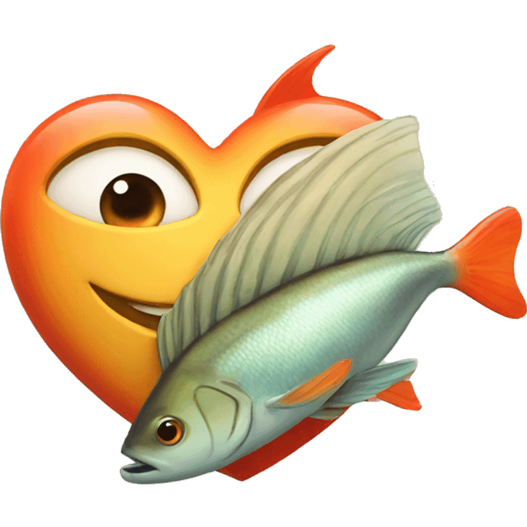 big read heart with fish emoji