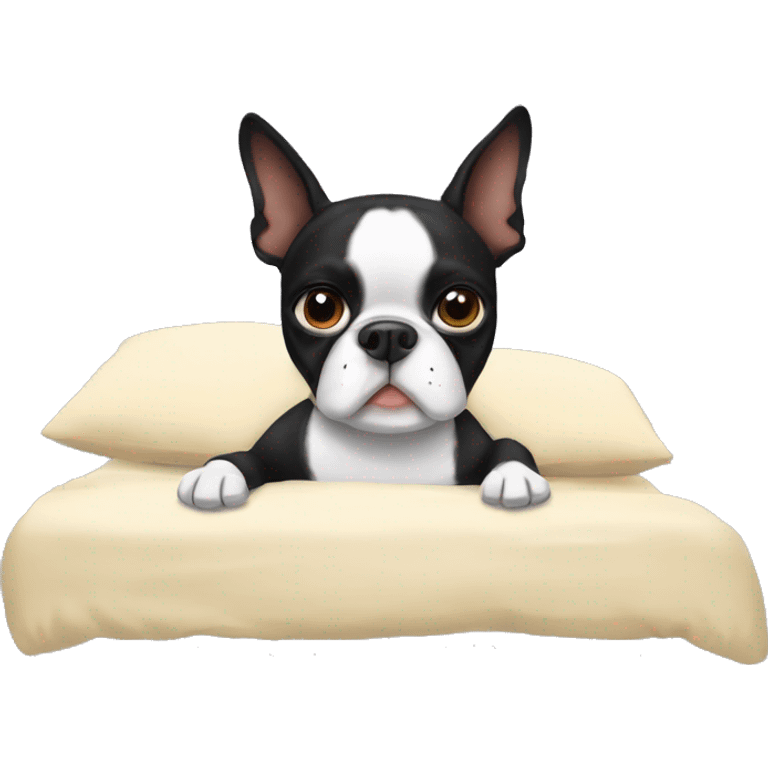 boston terrier laying in bed  emoji