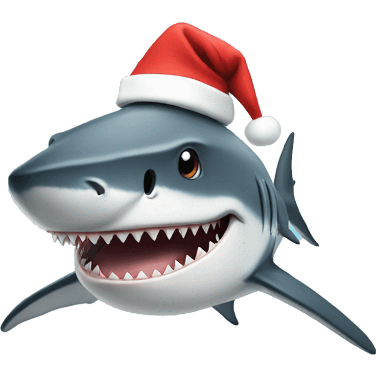 Shark with santa hat emoji