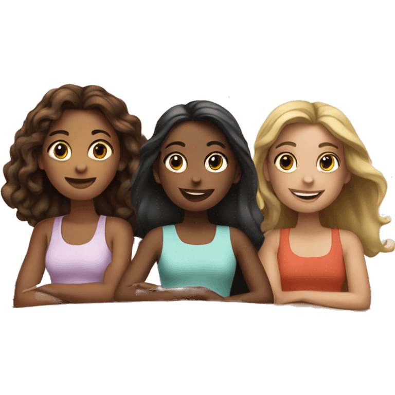 Three girls on boat emoji