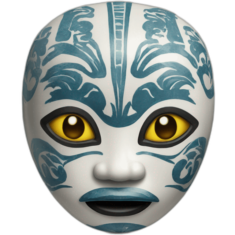 chinese ceramic with african style mask emoji