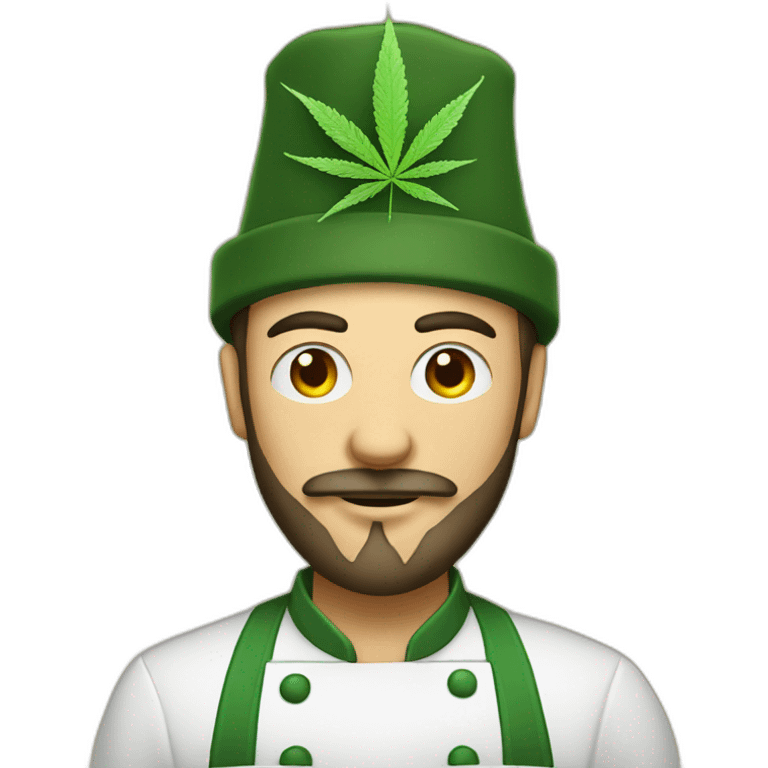 Chef with halloween hat and cannabis leaf as a beard emoji