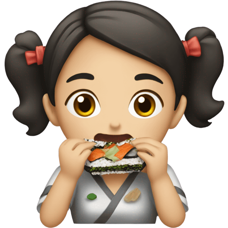 Girl eating kimbap emoji