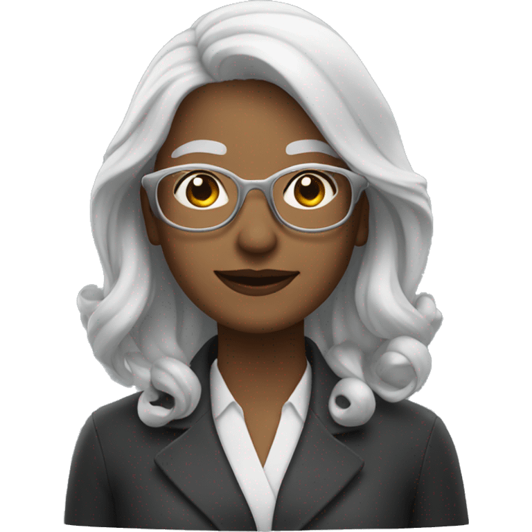 A woman with silver/white hair and glasses emoji