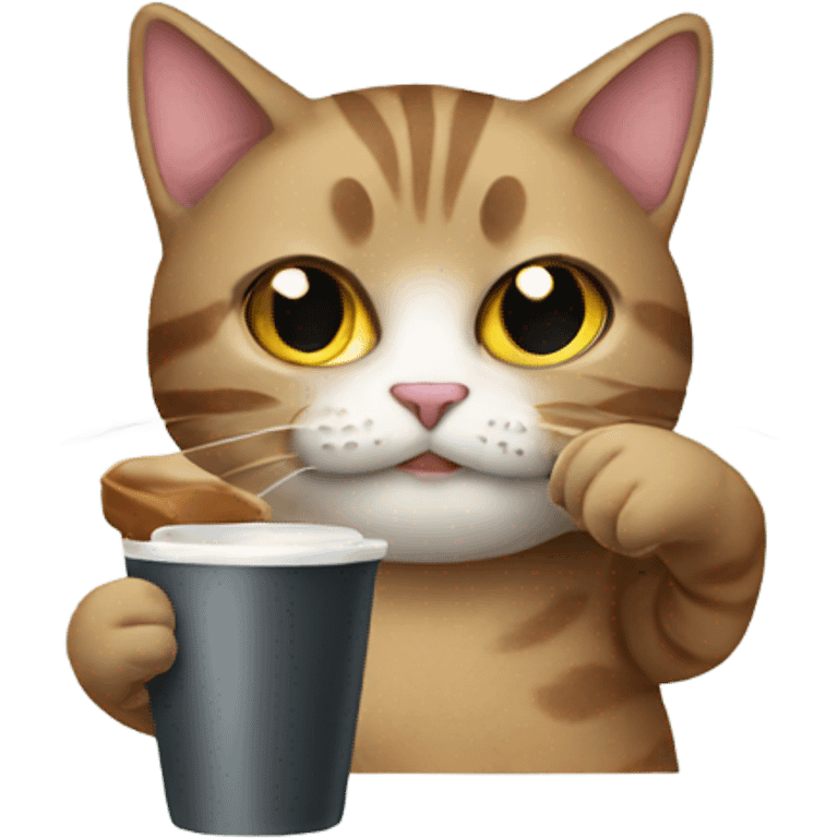 cat drinking a coffee emoji