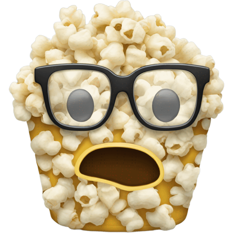 A piece of popcorn with glasses  emoji