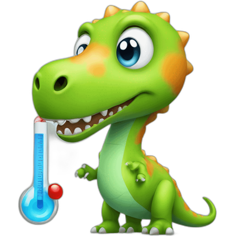 fever dinosaur with thermometer emoji