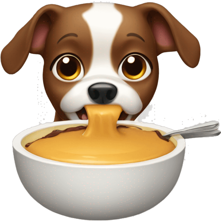 Dog eating pudding emoji