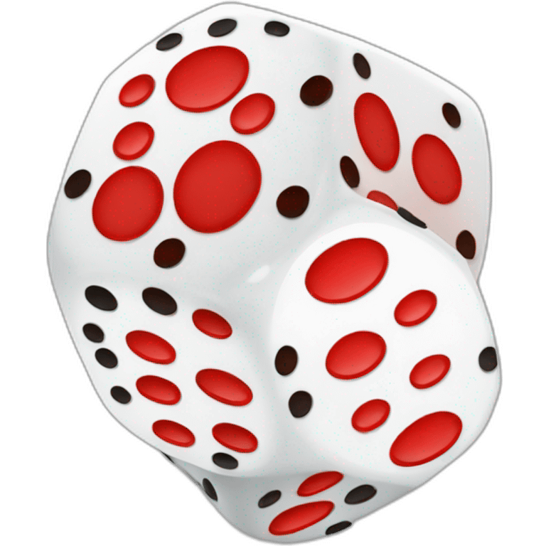 Rolling giant dice inner color black dots red emoji