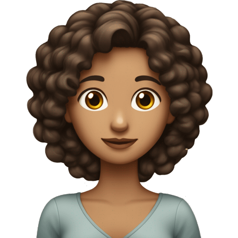 Una chica morena de pelo rizado marrón oscuro  emoji