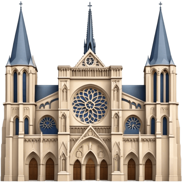 Cinematic Realistic Notre-Dame Cathedral Landmark Emoji, showcasing the Gothic splendor of the cathedral rendered with detailed stone carvings and majestic, soft lighting. emoji