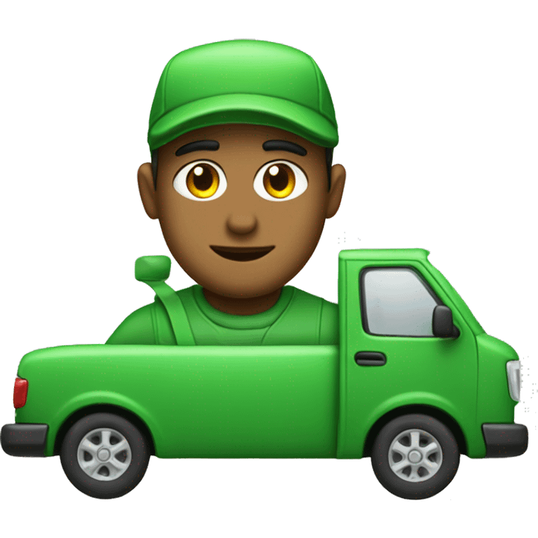 green delivery car with driver emoji