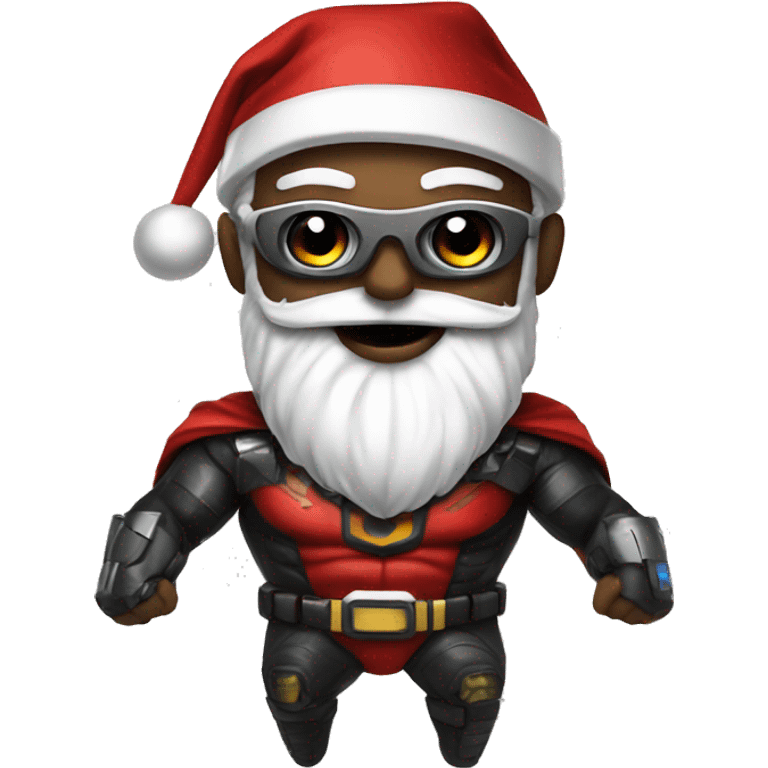 Cyberpunk Santa Claus as a superhero emoji