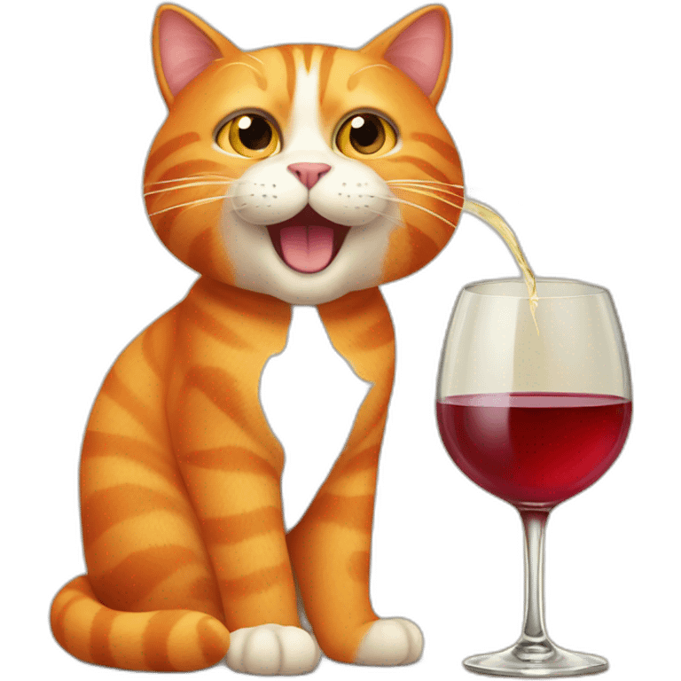 orange cat with wine glass emoji