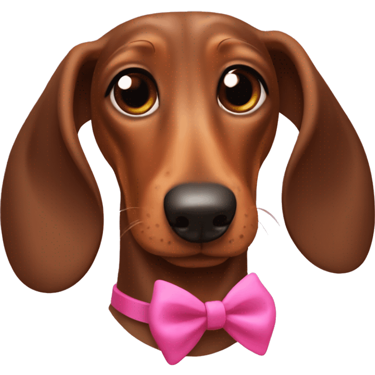 Brown Dachshund. Pink bow on head  emoji