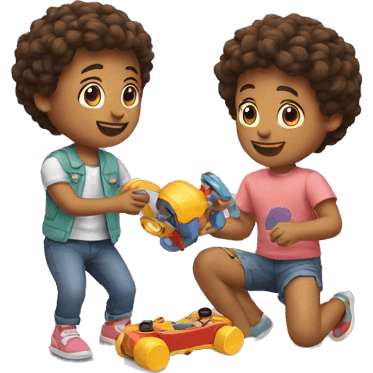 two friends playing with toys emoji