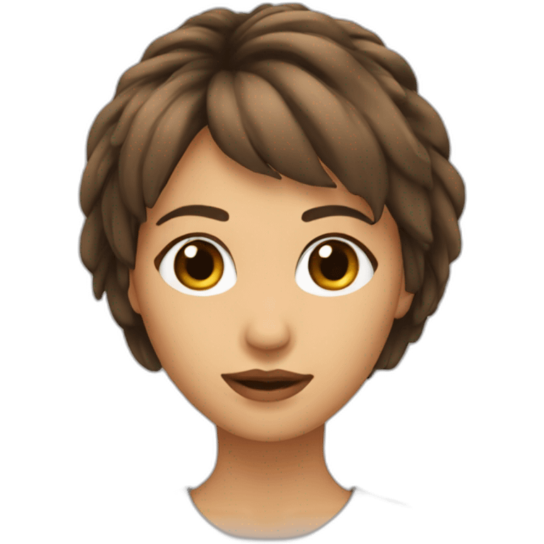 Mujer Pelo marron con flequillo emoji