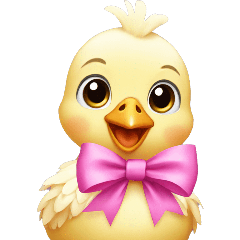 Baby chicken with pink bow emoji