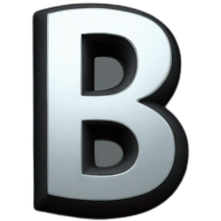 chome letter B, 3d effect, black background emoji