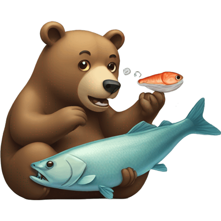 Bear eating fish emoji