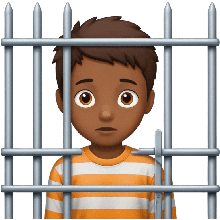 boy looking behind the bars of a gate emoji