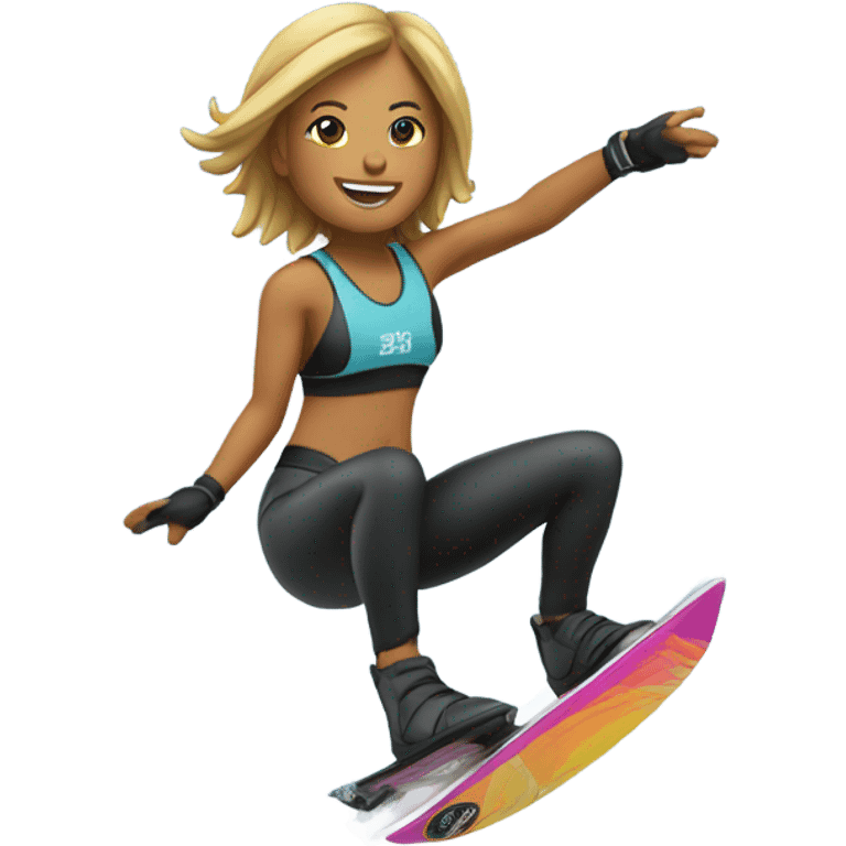 Female wakeboarder jumping emoji