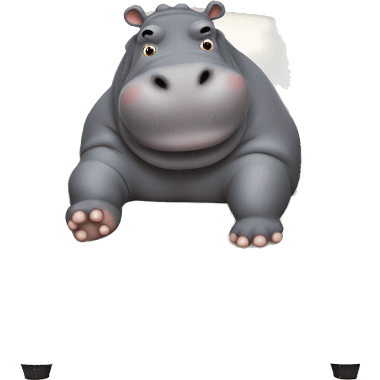 fat hippo as soccer player lying on the sofa emoji