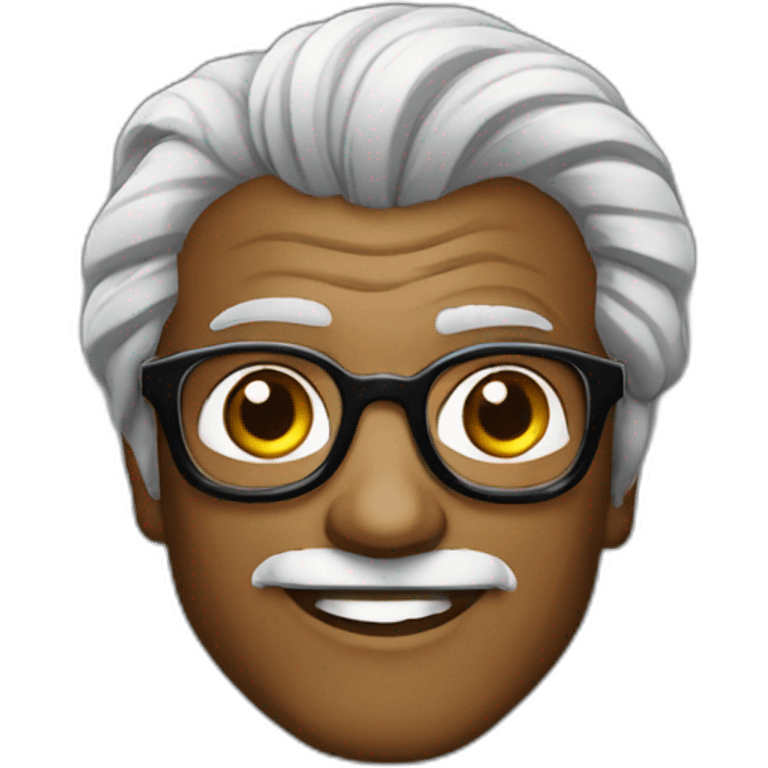 Rajnikanth with black and white hair wearing spectacles emoji