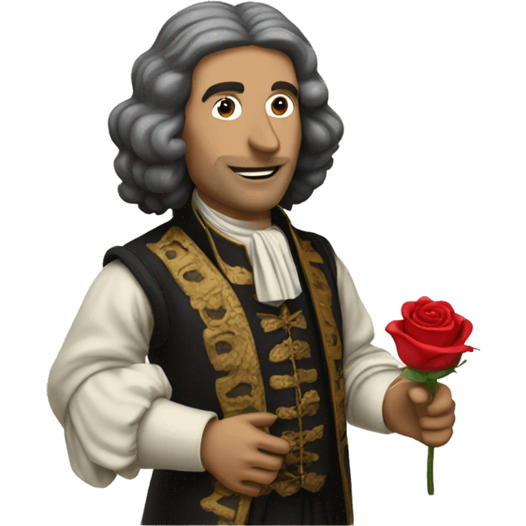 Molière holding a rose in his hand emoji