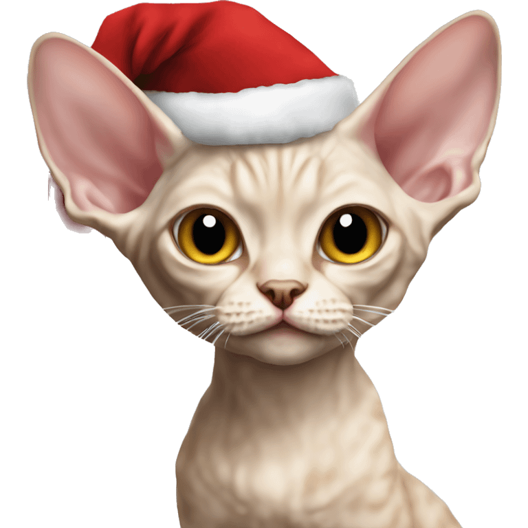 Devon Rex cat as Santa  emoji