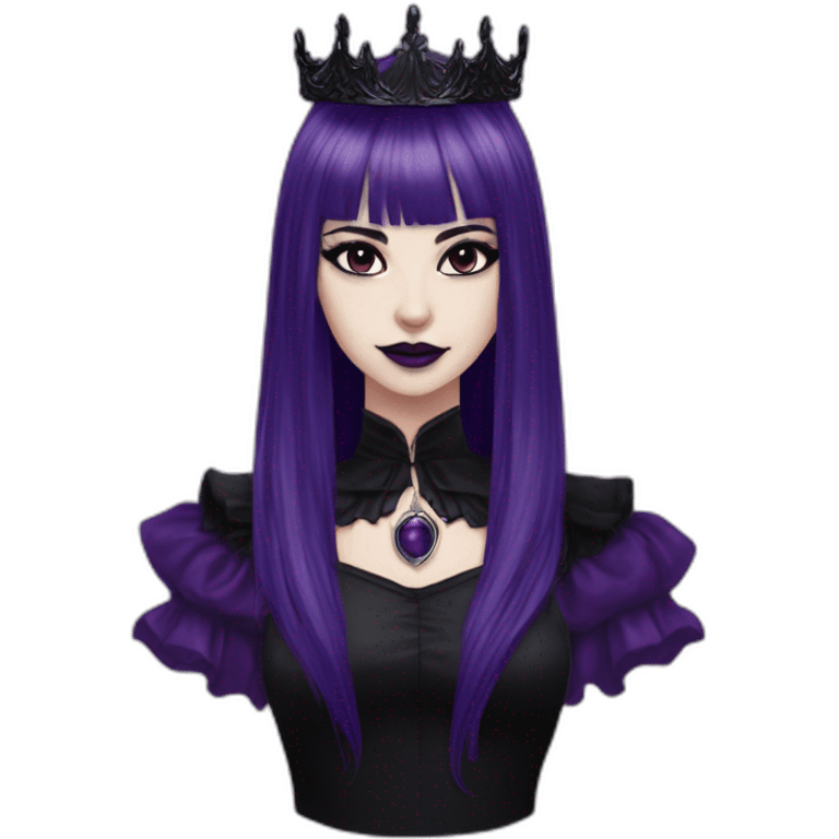 Elissabat-with-bangs-long-hair-dark-purple-and-black-vampire-goth-makeup-crown emoji