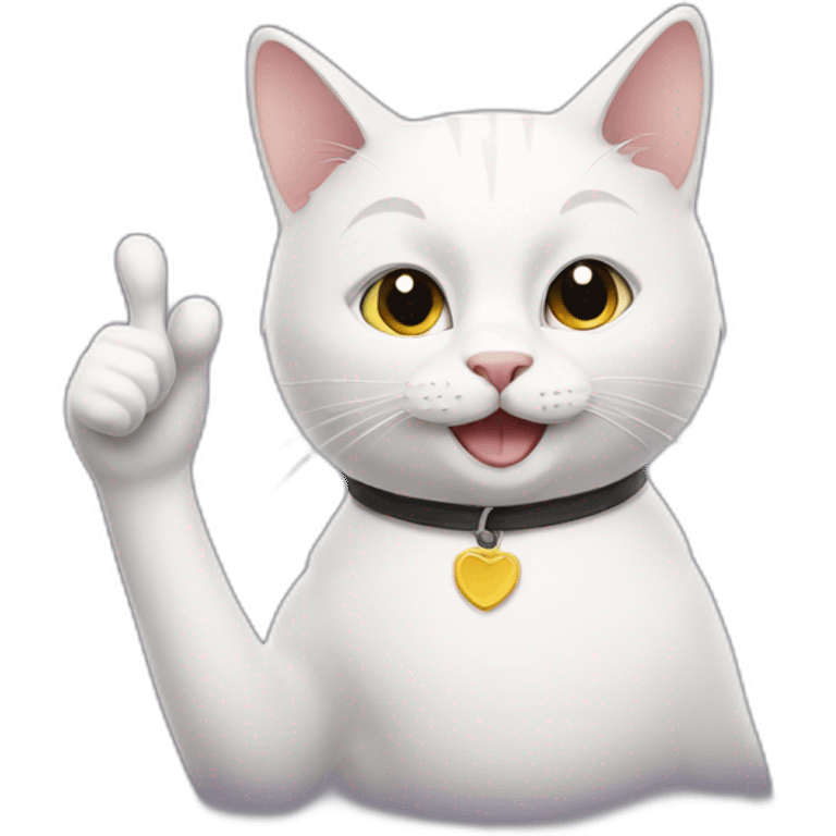 White cat gives a thumbs up emoji