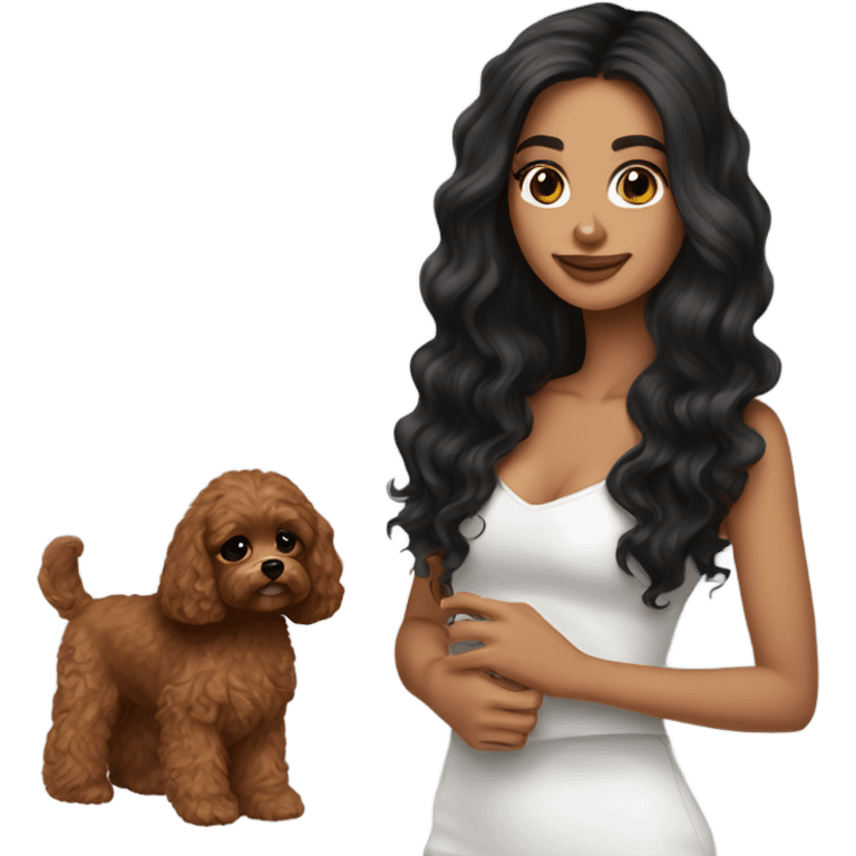 pretty girl dark long hair latina makeup holding a cavapoo emoji