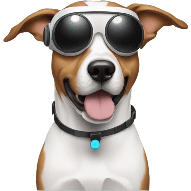 Dog wearing VR emoji