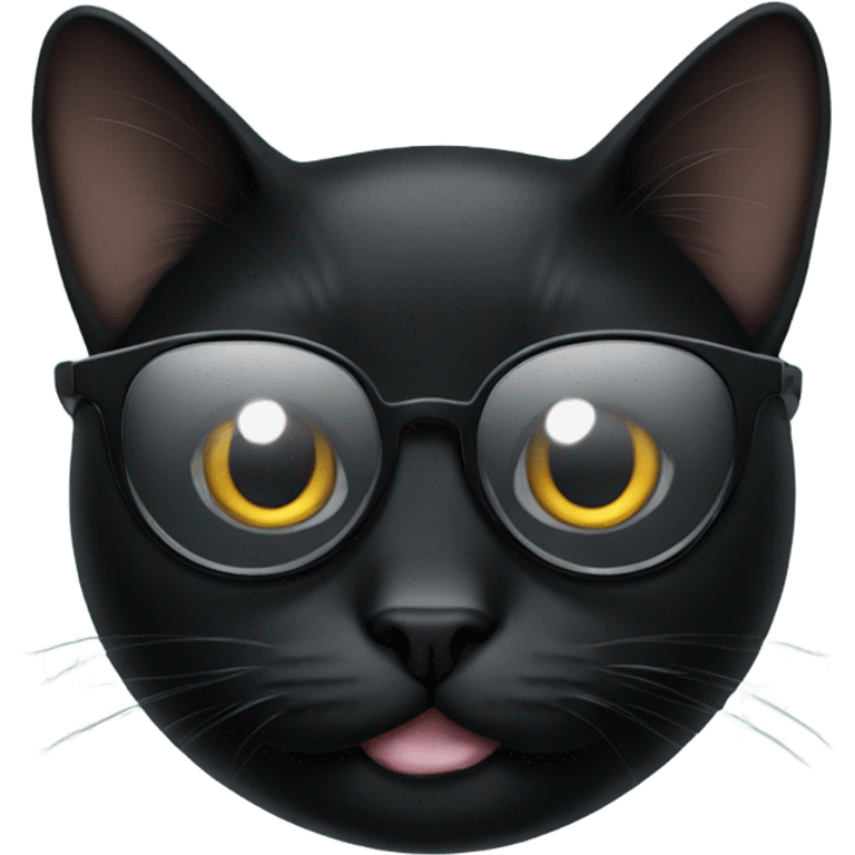 Black cat with glasses  emoji