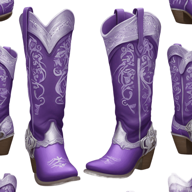 purple and silver cowgirl boots emoji