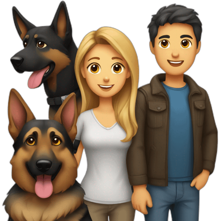 mom dad son and german shepherd emoji emoji