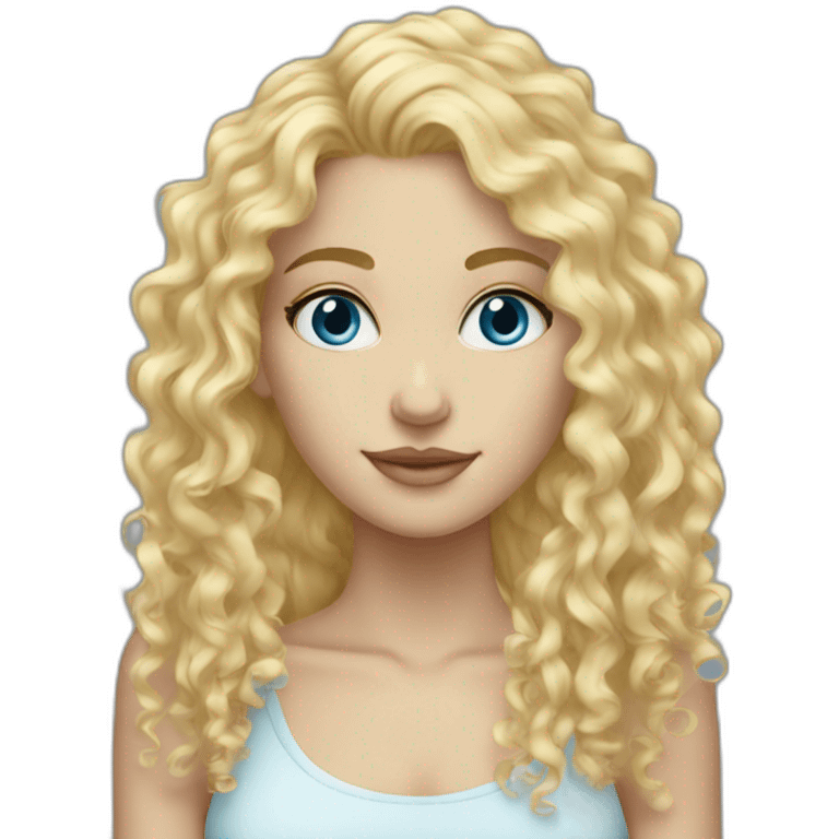 Tall curly blonde girl blue eyes pale  emoji