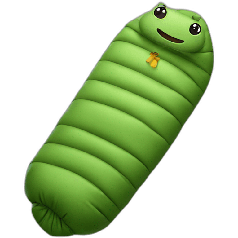 Person in Sleeping bag looks like caterpillar emoji